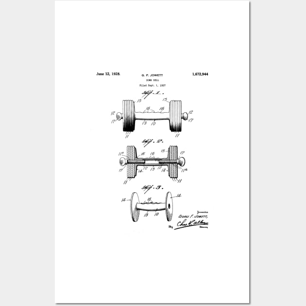 Weight Lifting Patent - Dumb Bell Art - Black And White Wall Art by patentpress